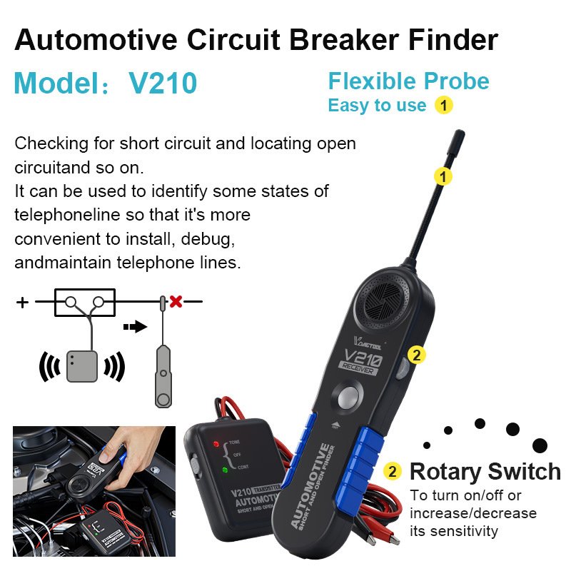VDIAGTOOL V210 Auto Electrical Circuit Tester – Open & Short Finder – Wire Breaker Locator