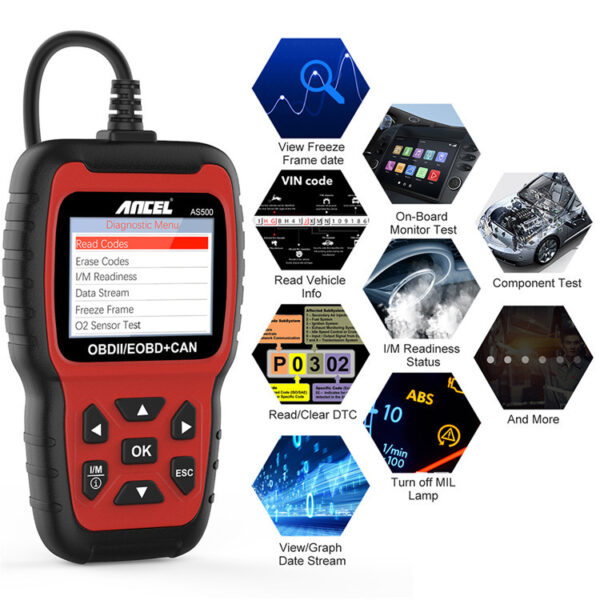 Ancel AS500 OBD2 OBD 2 Scanner Engine Code Reader OBD Car Diagnostics Tool