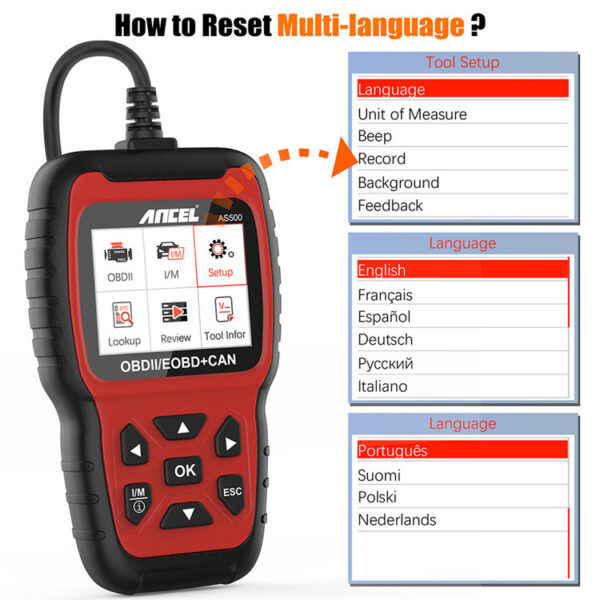 Ancel AS500 OBD2 OBD 2 Scanner Engine Code Reader OBD Car Diagnostics Tool