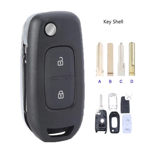 Flip Remote Key Shell 2 Button Fob for Renault Dacia Logan 2 Logan II 2018 2019 2020 Blade D HU56R - pack of 5 - Image 7