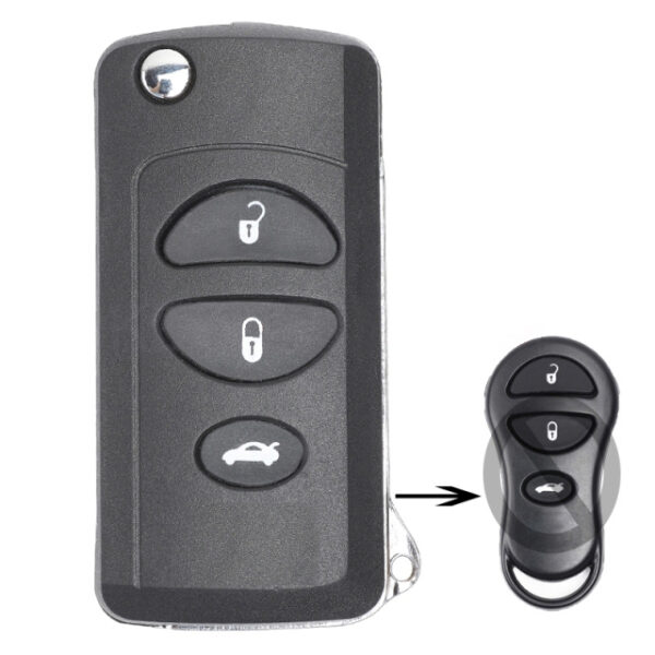 Folding Remote Key Shell Case 3 Button for Chrysler Dodge Jeep - pack of 5