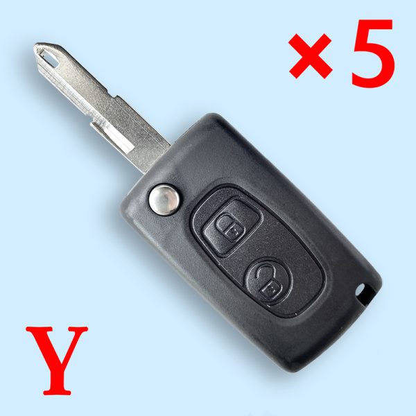 Modified Flip Remote Key Shell 2 Button for Peugeot Citroen VA3L - pack of 5 - Image 2