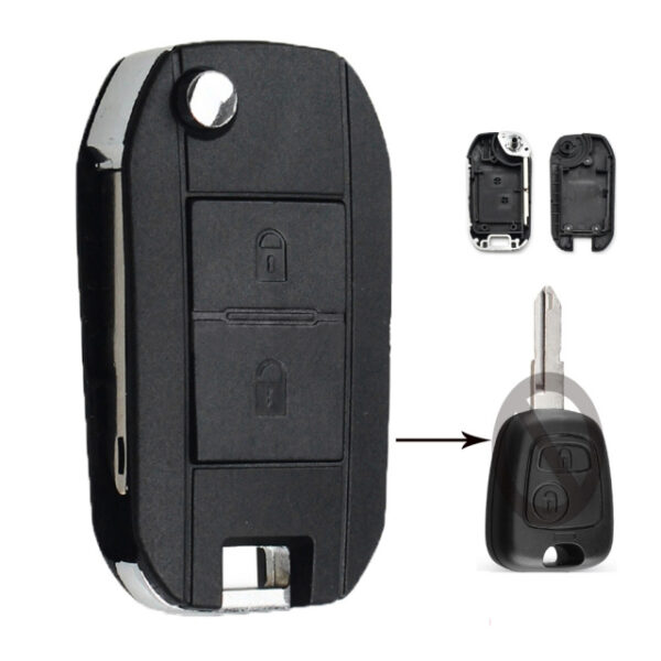 Modified Flip Remtoe Key Case 2 Button Car Key Shell Fob for Peugeot 206 207 for Citroen C2 C3 Xsara Picasso - pack of 5