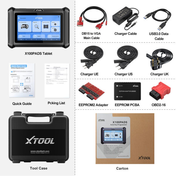 XTOOL X100 PADS Key Programmer with Built-in CAN FD DOIP Supports 23 Service Functions