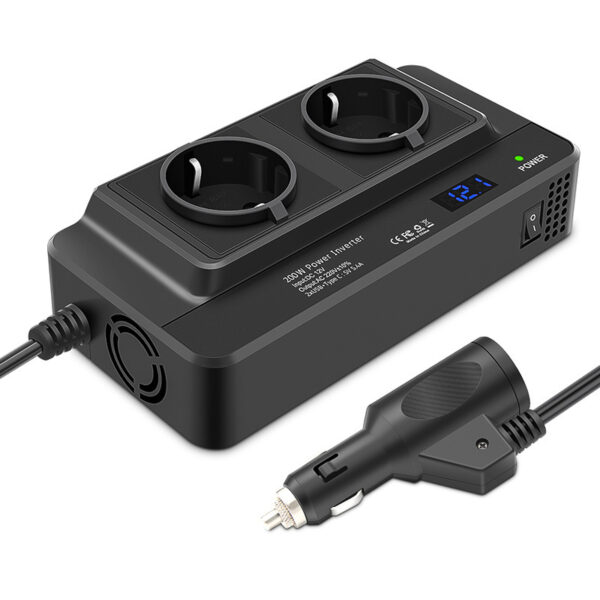 200W Car Power Inverter with USB+Type-C Ports