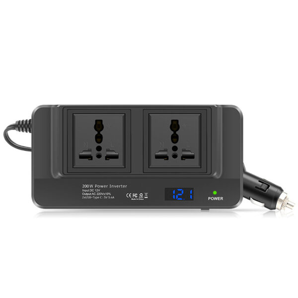 200W Car Power Inverter with USB+Type-C Ports