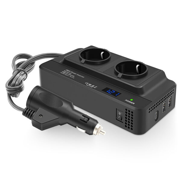 200W Car Power Inverter with USB+Type-C Ports