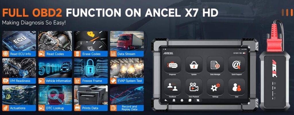 ANCEL X7 HD Heavy Duty Truck Diagnostic Tool