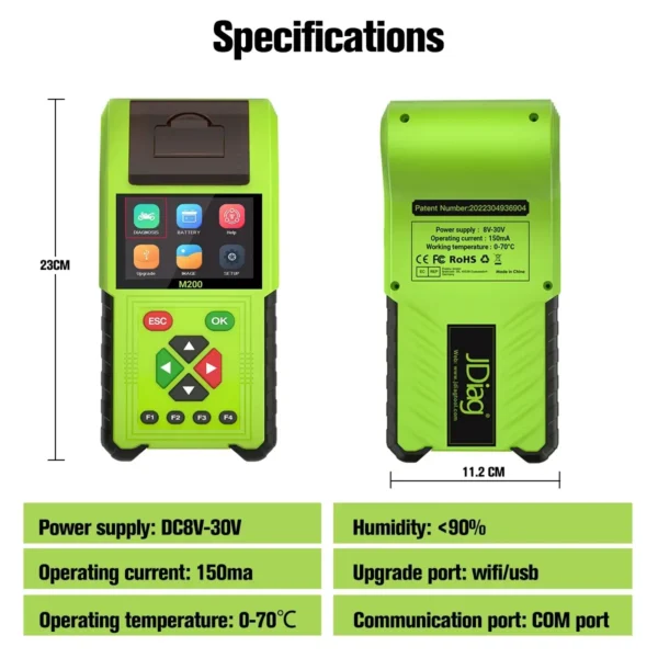 JDiag M200 Motorcycle Diagnostic Scanner Read Fault Battery Tester Code Analysis Real Time For BMW Yamaha Kawasaki Honda Suzuki - Standard Version - Image 5