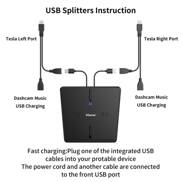 VXSCAN M3 Wireless Charger on Tesla Model 3 for Qi-compliant Apple and Android Phones - Image 6