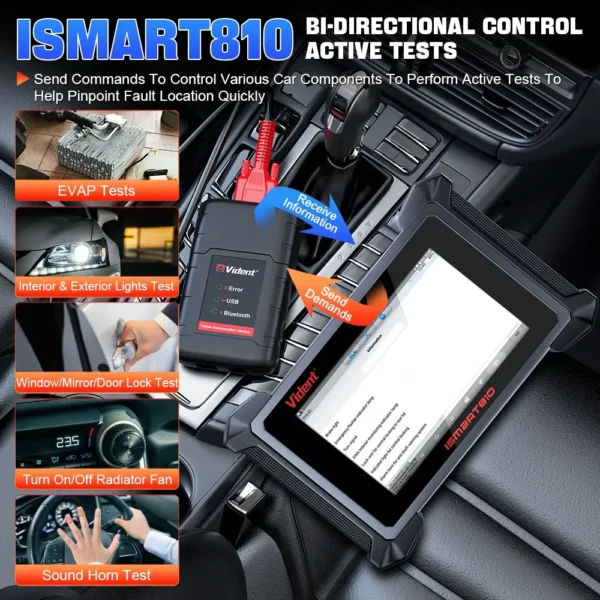 2023 VIDENT ISMART810 Car Diagnostic Tool Bluetooth Scanner Active Test ECU Coding Key Programming 40 Resets With DoIP&CAN FD - Image 3