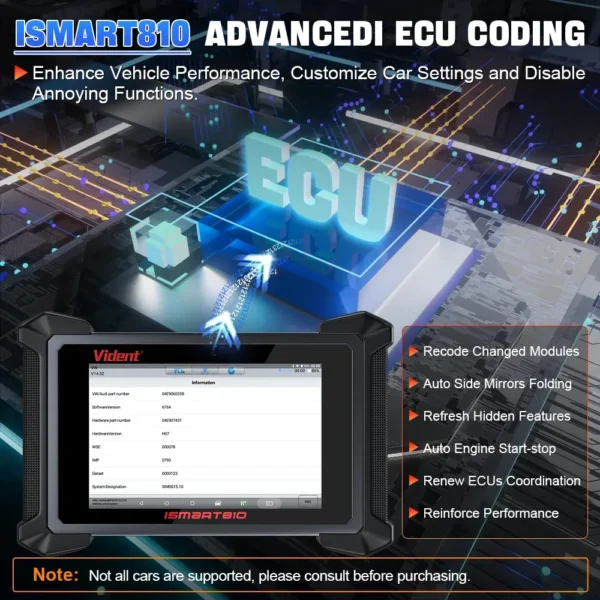 2023 VIDENT ISMART810 Car Diagnostic Tool Bluetooth Scanner Active Test ECU Coding Key Programming 40 Resets With DoIP&CAN FD - Image 6