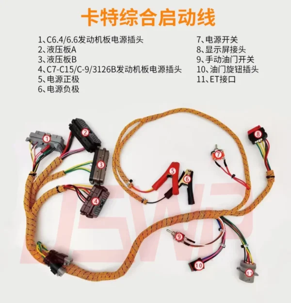 For Excavator Parts Caterpillar Inspection Harness Engine C6.4/C7/C9/C11/C15 Test Throttle Inspection Line - Image 2