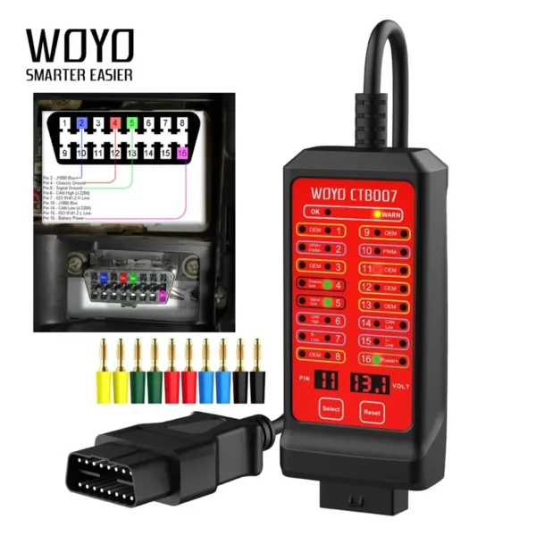 WOYO Car CAN Pinout Box Test Breakout Settings Diagnostic Tool OBD2 Break Out Box Automotive ECU Protocol Communication Detector - Image 4