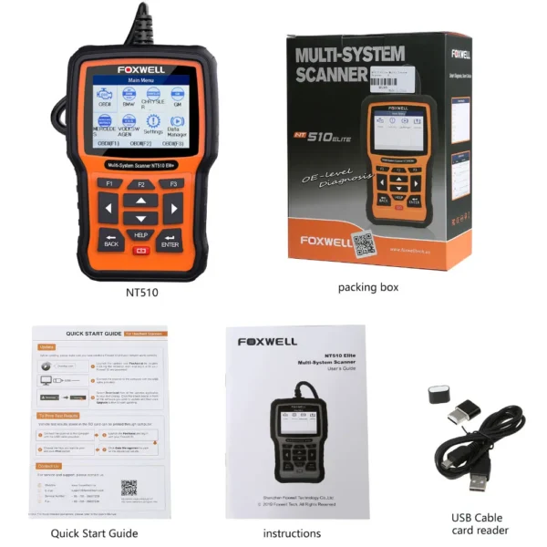 Foxwell NT510 Elite Multi-System Scanner with 1 Free Car Software+OBD Service Reset Bi-Directional Active Test - Image 7