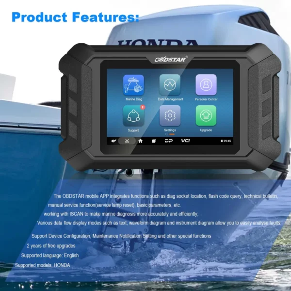 2023 OBDSTAR iScan HONDA Marine Diagnostic Tablet Code Reading Code Clearing Data Flow Action Test for 2004 -2022 Jet Skil Outboard Model - Image 8