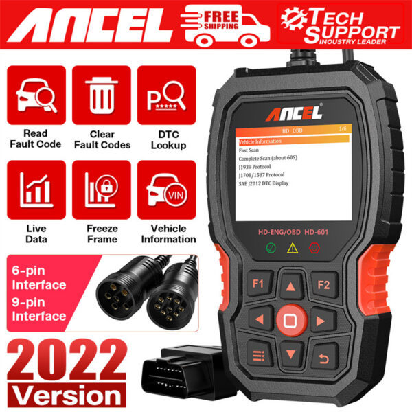 ANCEL HD601 Heavy Duty Truck Code Reader Full System OBD2 Diagnostic Scan Tool