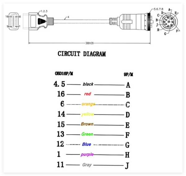 Diagnostic Line 9 Pin To 16 Pin OBD2 Extension Cable for Cummins Engine and Dongfeng Heavy Truck - Image 4