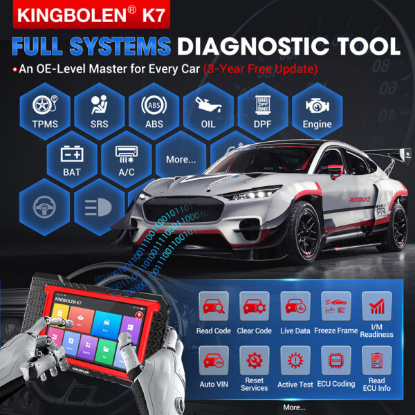 KINGBOLEN K7 All System Diagnostic Tool ECU Coding Active Test 31 Reset Function 7 inch Tablet HD Display PK MK808 LAUNCH X431 CRP919E - Image 5