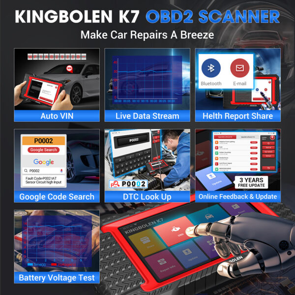 KINGBOLEN K7 All System Diagnostic Tool ECU Coding Active Test 31 Reset Function 7 inch Tablet HD Display PK MK808 LAUNCH X431 CRP919E - Image 9