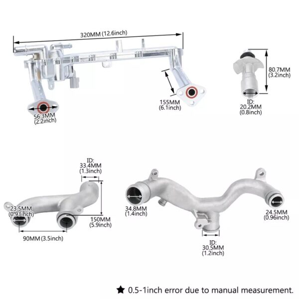 Coolant Water Pipe System Kit for 2014-2019 Land Rover Jaguar LR090630 LR075991 LR028136 - Image 3