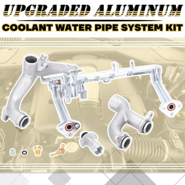 Coolant Water Pipe System Kit for 2014-2019 Land Rover Jaguar LR090630 LR075991 LR028136 - Image 5