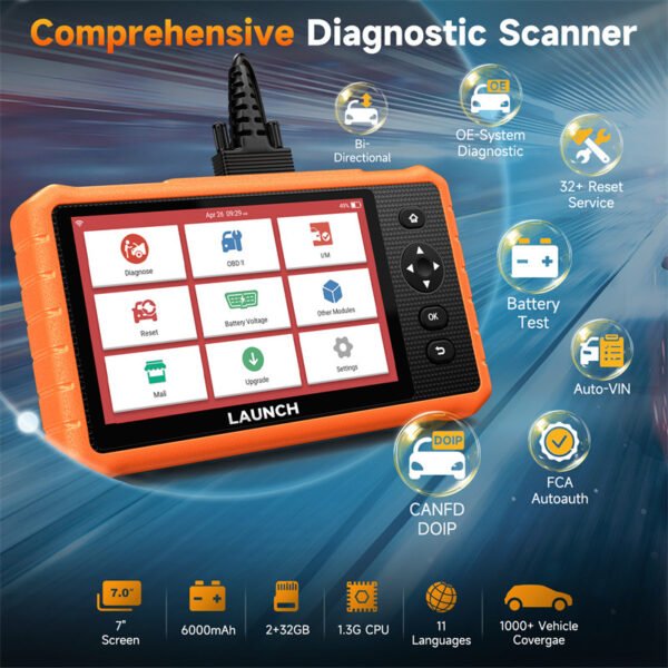 LAUNCH CRP919C Lite OBD2 Scanner All System Car Diagnostic Tool with FCA AutoAuth 32+ Services 2 Year Free update - Image 2